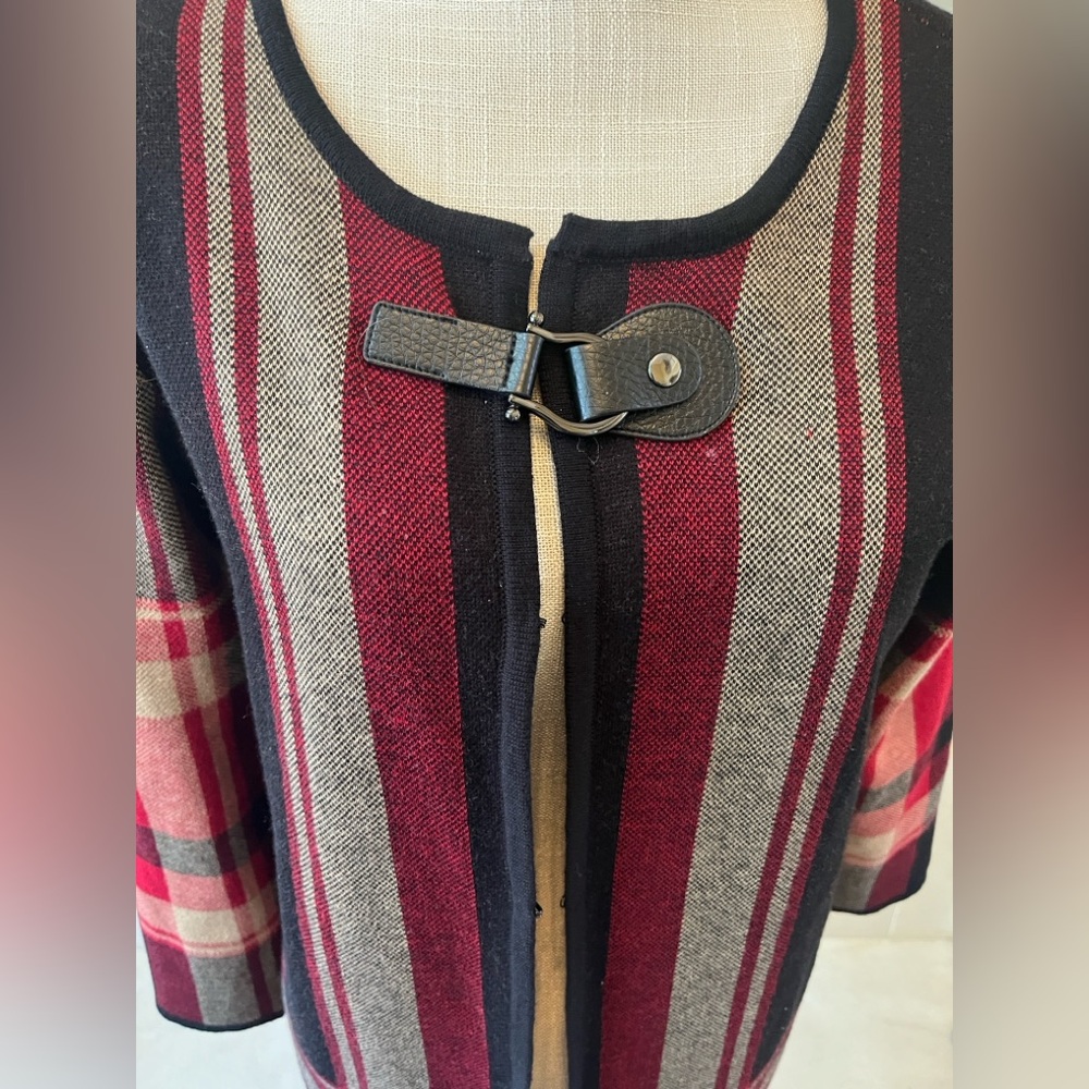 Kasper Multicolor Plaid Women's Cardigan, Size M